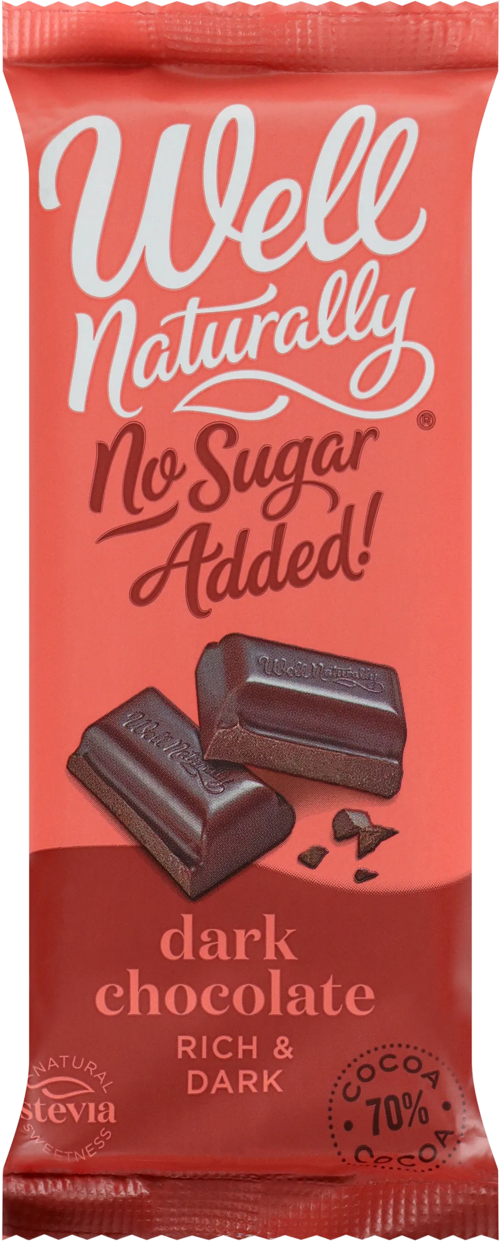 Well Naturally no-sugar dark chocolate bar