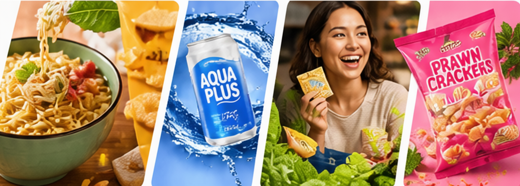 Alliance Trading brand portfolio panorama featuring House of Yum, Aqua Plus, Well Naturally and prawn crackers